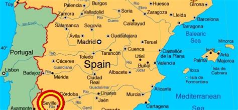 Spain Map Seville - Time Zones Map