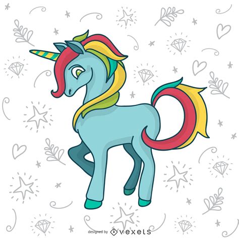 Colorful Unicorn Doodle Drawing Vector Download