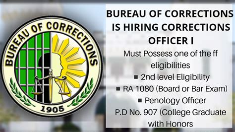 Bureau Of Corrections now hiring Corrections Officer I - NewstoGov