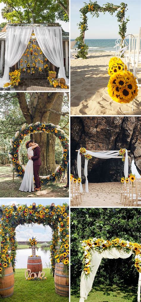 Sunflower Wedding, Country Decor, Wedding Arch, Floral Backdrop, Floral Arbor, Rustic Wedding ...