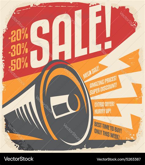 Retro sale poster design concept Royalty Free Vector Image