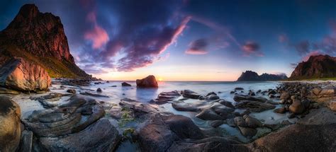 Online crop | rock mountains surrounded by body of water, long exposure ...