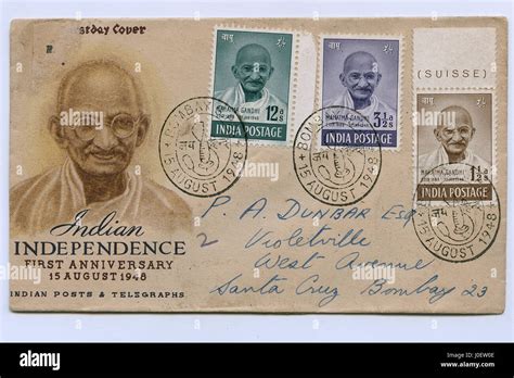 First day cover of mahatma gandhi, postage stamps india, asia Stock Photo - Alamy