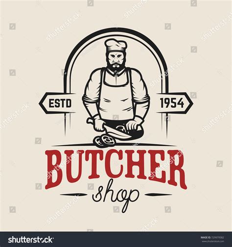 Butcher Shop Design Element Logo Label Stock Illustration 729979582 ...