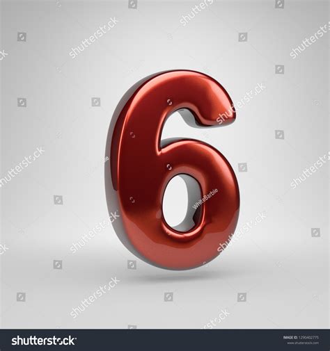 3d Number 6 Red Glossy Metallic Stock Illustration 1290402775 ...