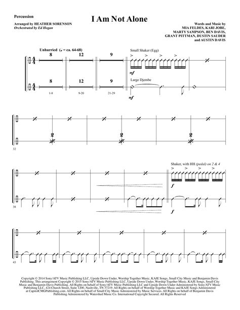 I Am Not Alone (arr. Heather Sorenson) - Percussion Sheet Music | Kari Jobe | Choir Instrumental Pak