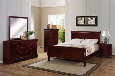 Cherry Queen Sleigh Bedroom Set | My Furniture Place