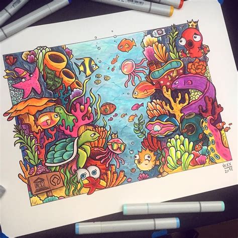 Another finished drawing! This time it’s underwater themed @unesco asked me to create an artwork ...