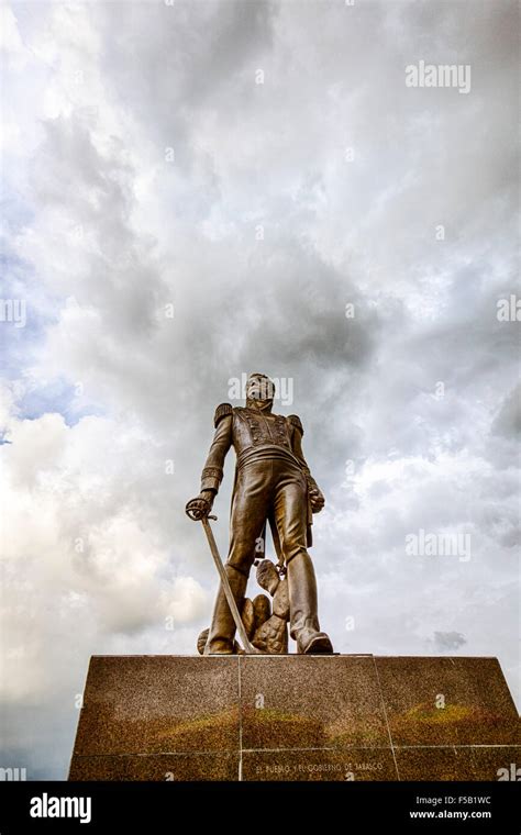 Statue of Vicente Guerrero in the plaza of downtown Villahermosa ...