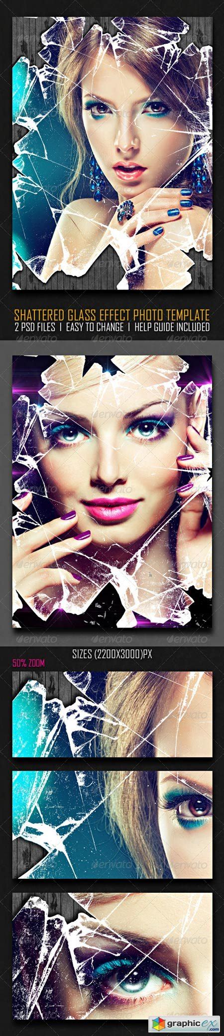 Shattered Glass Effect Photo Template 6521455 » Free Download Vector Stock Image Photoshop Icon