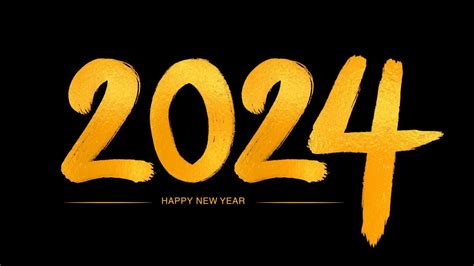 Happy new year 2024 Golden numbers handwritten calligraphy, 2024 year ...