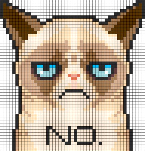 Grumpy Cat Perler Bead Pattern / Bead Sprite | Cat cross stitch, Cross stitch, Cross stitch charts