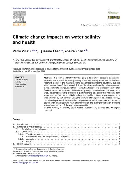 (PDF) Climate change impacts on water salinity and health