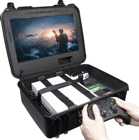 Case Club Waterproof Xbox One X/S Portable Gaming Station with Built-in Monitor & Storage for ...