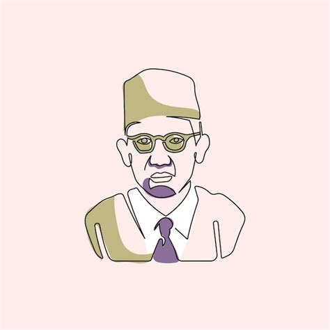 Premium Vector | Abdul wahid hasyim line art character