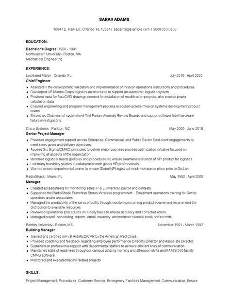 Chief Engineer Resume Examples and Tips - Zippia