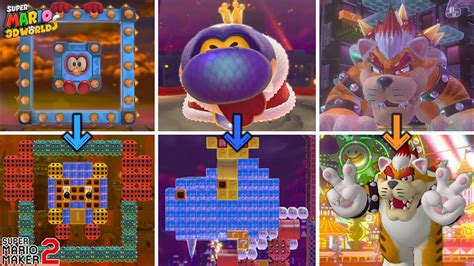 All Super Mario 3D World Boss Battles Recreated in Super Mario Maker 2 - YouTube