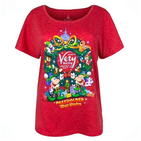 Disney Ladies Shirt - Mickey's Very Merry Christmas Party 2017 - Red