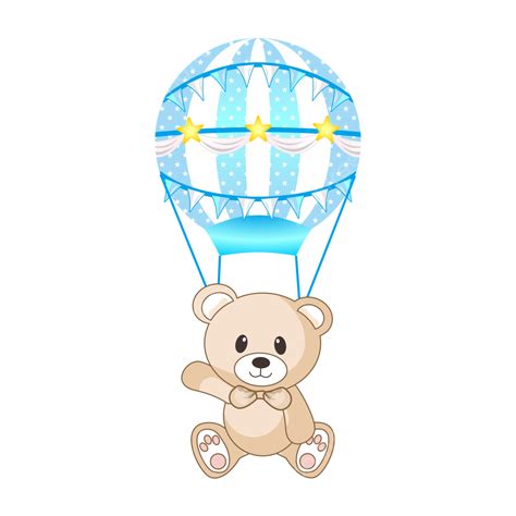 Cute Boy Baby Bear With Blue Balloon, Cute, Bear, Balloon PNG ...