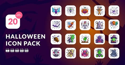 Halloween - Pixel Perfect Filled Icons by Graphiqa on Envato Elements