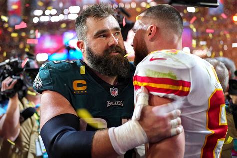 Travis Kelce Gets Emotional After Beating Brother Jason in Super Bowl