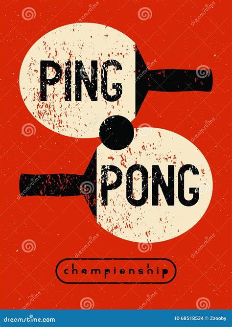 Ping Pong Typographical Vintage Grunge Style Poster. Retro Vector Illustration. Stock Vector ...