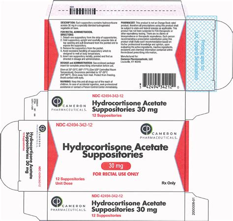 Hydrocortisone Acetate Suppositories, 30 mgFor Rectal Administration