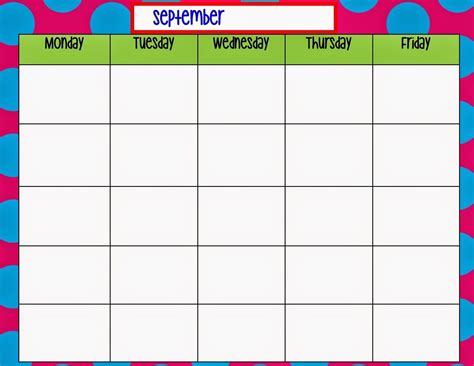 Monday-Friday Blank Weekly Schedule | Calendar Template Printable