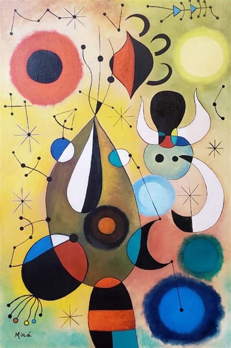 an abstract painting with circles and shapes