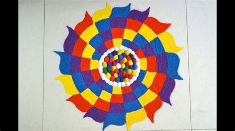 Geometrical Rangoli || Beautiful Sanskar Rangoli Design - YouTube