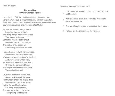 What is a theme of "Old Ironsides"? - brainly.com