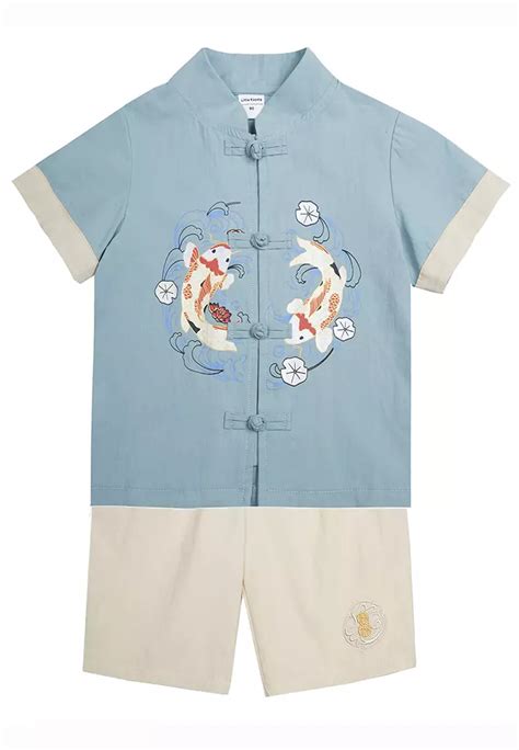 Buy Little Kooma Baby Kids Boys Carp Fish Liyu Cheongsam Set Top n Shorts CNY Chinese New Year ...