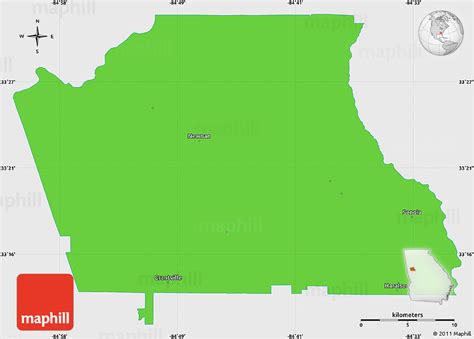 Political Simple Map of Coweta County, single color outside