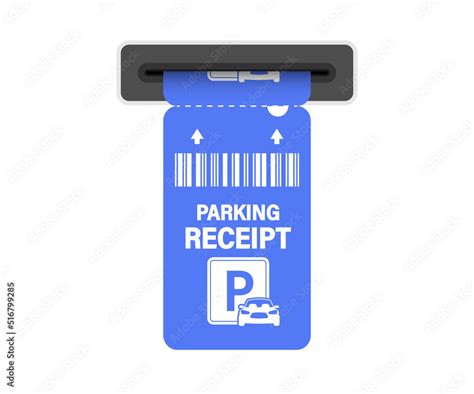 Parking ticket. Parking receipt template Paper receipt from ticket machine slot. Parking zone ...