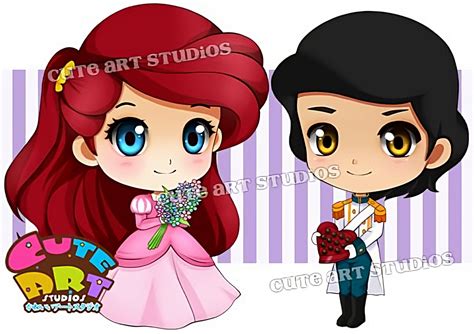 Ariel & Eric Chibi Art by Cute Art Studios : r/PrincessAriel