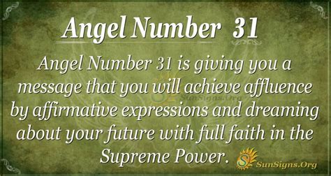 Angel Number 31 Meaning - Making Dreams Come True - SunSigns.Org