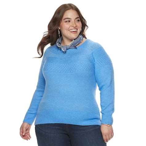 Evri Plus Size Pointelle Sweater | Stylish Plus-Size Clothing Under ...