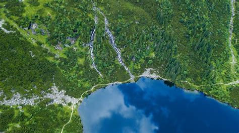 Premium Photo | Aerial view of Tatra Mountains lake.