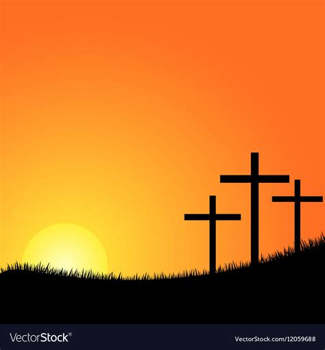 Three crosses on a hill Royalty Free Vector Image