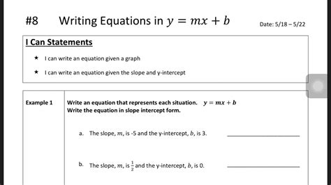 Writing Equations y=mx + b - YouTube