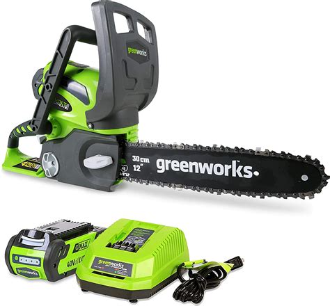 Greenworks 40V 12-Inch Cordless Chainsaw, 2.0Ah Battery and Charger Included - Homes Basics