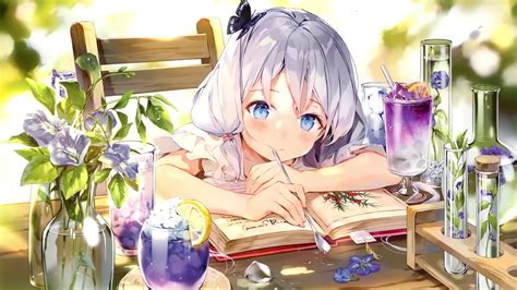 Loli Anime Girl Reading Book Live Wallpaper - MoeWalls