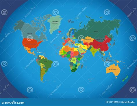 World Map with Country Names. Stock Vector - Illustration of green, countries: 91719053