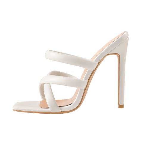 White Square Toe Matte High Heels Sandals – Onlymaker