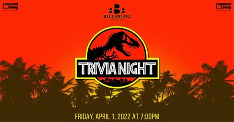 Jurassic Park Movie Trivia Night at Billsburg!, Billsburg Brewery ...