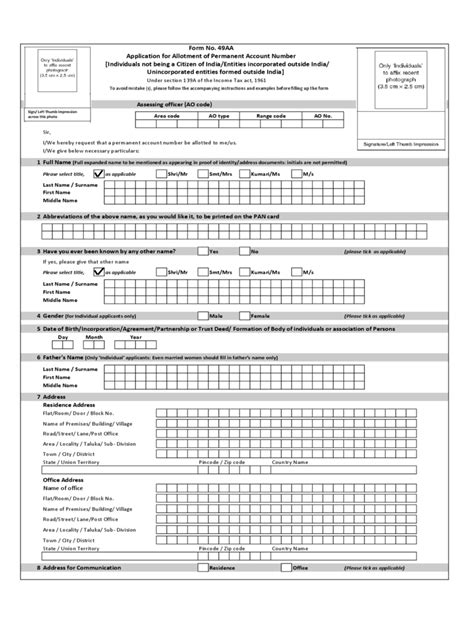 Pan Card Application Forms - 2 Free Templates in PDF, Word, Excel Download