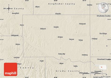 Shaded Relief Map of Canadian County