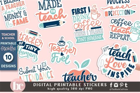 Funny Teacher Stickers PNG EPS | Education Illustrations ~ Creative Market