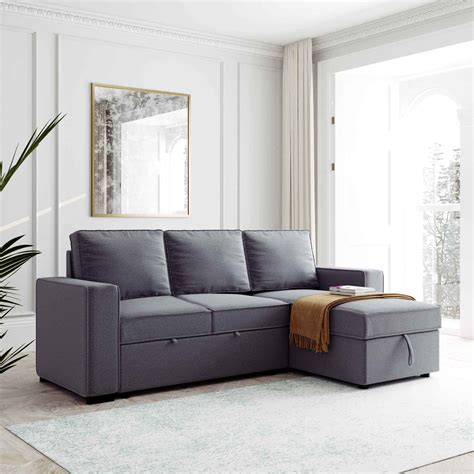 Buy ATY Sectional Sofa with Pull Out Bed, Reversible L-Shape Sleeper ...