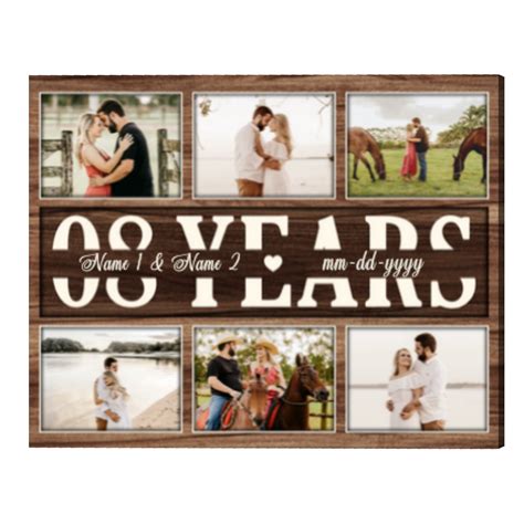 8 Year Anniversary Photo Collage Canvas, Personalized 8th Anniversary Wedding Gift, 8 Year ...